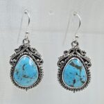 Kingman Turquoise 1.5" 925 Sterling Silver Earring (REXT55-427)