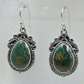 Kingman Turquoise 1.5" 925 Sterling Silver Earring (REXT55-428)