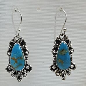 Kingman Turquoise 1.5" 925 Sterling Silver Earring (REXT55-271)