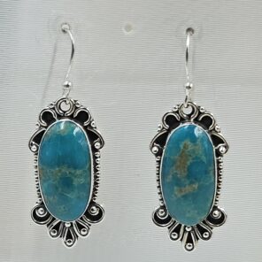 Kingman Turquoise 1.5" 925 Sterling Silver Earring (REXT55-269)