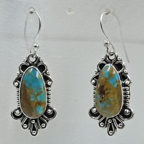 Kingman Turquoise 1.5" 925 Sterling Silver Earring (REXT55-268)