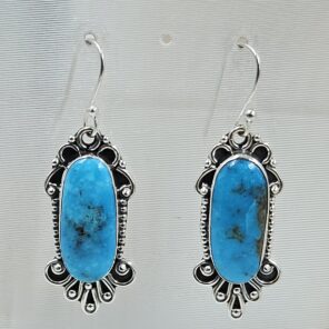 Kingman Turquoise 1.5" 925 Sterling Silver Earring (REXT55-270)