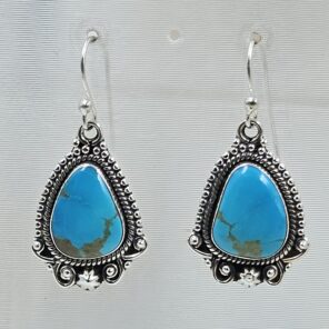 Kingman Turquoise 1.5" 925 Sterling Silver Earring (REXT55-446)