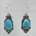 Kingman Turquoise 1.5" 925 Sterling Silver Earring (REXT55-406)