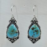 Kingman Turquoise 1.5" 925 Sterling Silver Earring (REXT55-407)