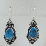 Kingman Turquoise 1.5" 925 Sterling Silver Earring (REXT55-409)
