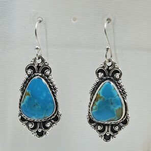 Kingman Turquoise 1.5" 925 Sterling Silver Earring (REXT55-411)