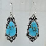Kingman Turquoise 1.5" 925 Sterling Silver Earring (REXT55-412)