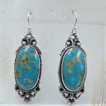 Kingman Turquoise 1.5" 925 Sterling Silver Earring (REXT55-415)