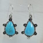 Kingman Turquoise 1.5" 925 Sterling Silver Earring (REXT55-318)