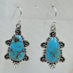 Kingman Turquoise 1.5" 925 Sterling Silver Earring (REXT55-325)