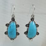 Kingman Turquoise 1.5" 925 Sterling Silver Earring (REXT55-322)