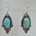 Kingman Turquoise 1.5" 925 Sterling Silver Earring (REXT55-393)