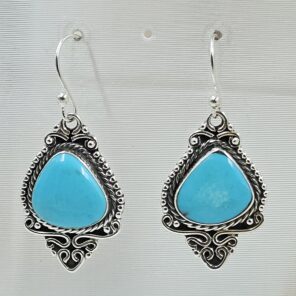Kingman Turquoise 1.5" 925 Sterling Silver Earring (REXT55-398)