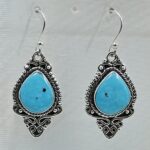 Kingman Turquoise 1.5" 925 Sterling Silver Earring (REXT55-403)