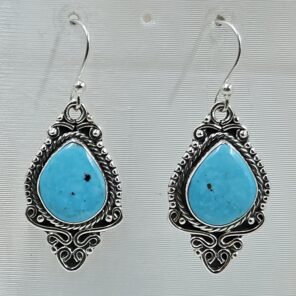 Kingman Turquoise 1.5" 925 Sterling Silver Earring (REXT55-403)