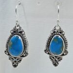 Kingman Turquoise 1.5" 925 Sterling Silver Earring (REXT55-404)