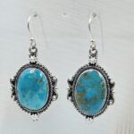 Kingman Turquoise 1.5" 925 Sterling Silver Earring (REXT55-373)