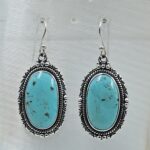 Kingman Turquoise 1.75" 925 Sterling Silver Earring (REXT55-389)