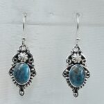 Kingman Turquoise 1.5" 925 Sterling Silver Earring (REXT55-349)