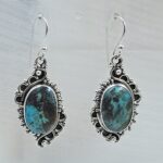 Kingman Turquoise 1.5" 925 Sterling Silver Earring (REXT55-337)