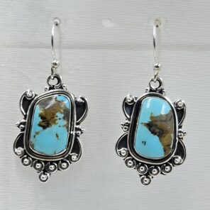 Kingman Turquoise 1.5" 925 Sterling Silver Earring (REXT55-439)
