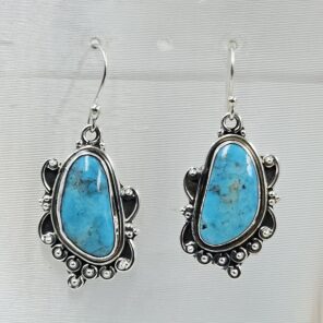 Kingman Turquoise 1.5" 925 Sterling Silver Earring (REXT55-435)