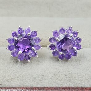 Amethyst 925 Sterling Silver Stud Earring (REXT104-36)