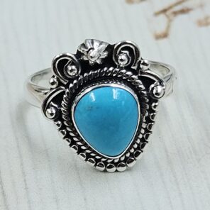 Kingman Turquoise Size US 8 925 Sterling Silver Ring (REXT55-247)