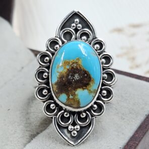 Kingman Turquoise Size US 9 925 Sterling Silver Ring (REXT55-250)