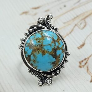 Kingman Turquoise Size US 9 925 Sterling Silver Ring (REXT55-253)