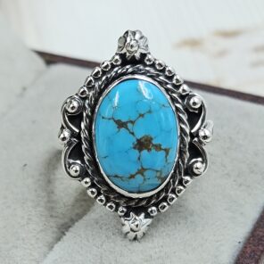 Kingman Turquoise Size US 7 925 Sterling Silver Ring (REXT55-232)