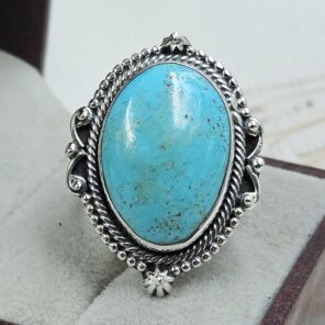 Kingman Turquoise Size US 10 925 Sterling Silver Ring (REXT55-262)
