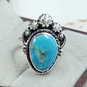 Kingman Turquoise Size US 7 925 Sterling Silver Ring (REXT55-230)