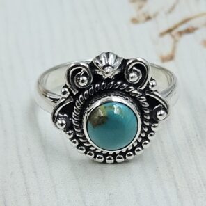 Kingman Turquoise Size US 7 925 Sterling Silver Ring (REXT55-226)