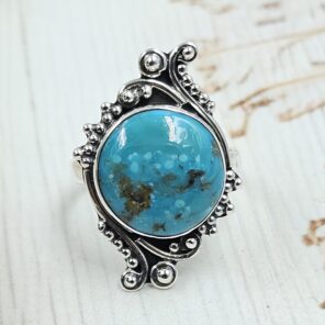 Kingman Turquoise Size US 8 925 Sterling Silver Ring (REXT55-244)