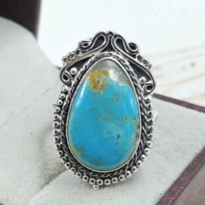 Kingman Turquoise Size US 10 925 Sterling Silver Ring (REXT55-263)