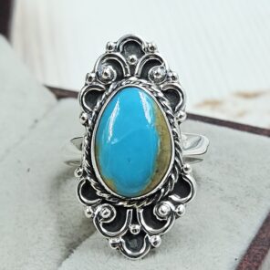 Kingman Turquoise Size US 7 925 Sterling Silver Ring (REXT55-234)