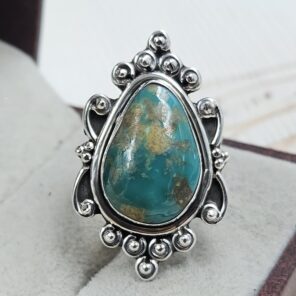 Kingman Turquoise Size US 7 925 Sterling Silver Ring (REXT55-224)