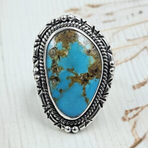 Kingman Turquoise Size US 9 925 Sterling Silver Ring (REXT55-248)