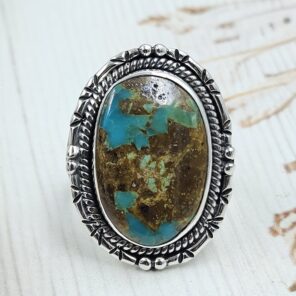 Kingman Turquoise Size US 8 925 Sterling Silver Ring (REXT55-245)