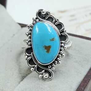 Kingman Turquoise Size US 8 925 Sterling Silver Ring (REXT55-237)