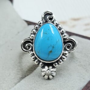 Kingman Turquoise Size US 7 925 Sterling Silver Ring (REXT55-231)