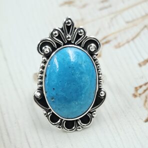 Kingman Turquoise Size US 7 925 Sterling Silver Ring (REXT55-227)