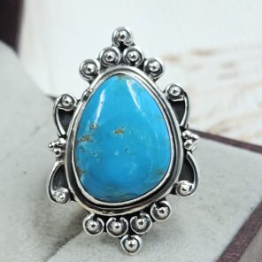 Kingman Turquoise Size US 8 925 Sterling Silver Ring (REXT55-236)