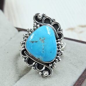 Kingman Turquoise Size US 7 925 Sterling Silver Ring (REXT55-229)