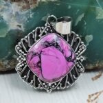 Cherry Blossom Turquoise 1.25" 925 Sterling Silver Pendant (RS19-116)