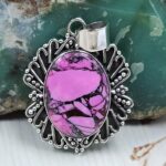 Cherry Blossom Turquoise 1.25" 925 Sterling Silver Pendant (RS19-110)