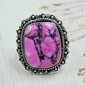 Cherry Blossom Turquoise Size US 8 925 Sterling Silver Ring (RS19-199)