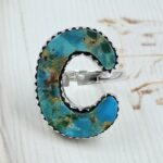 “C” Alphabet Mohave Turquoise 925 Sterling Silver Ring (RS79-31)